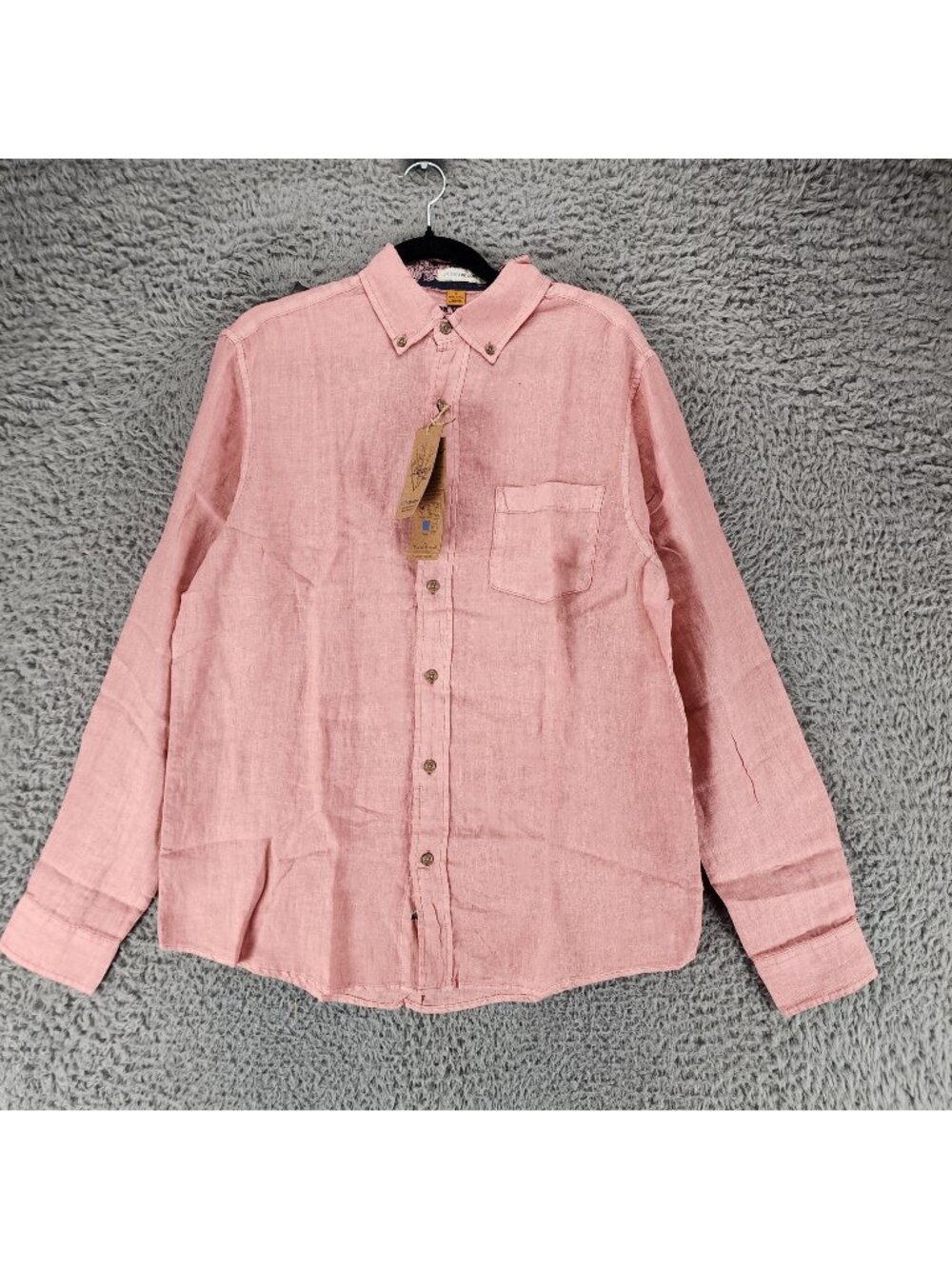 Tailor Vintage Shirt Mens Medium Dusty Rose Pink Linen Button Up *NWT*